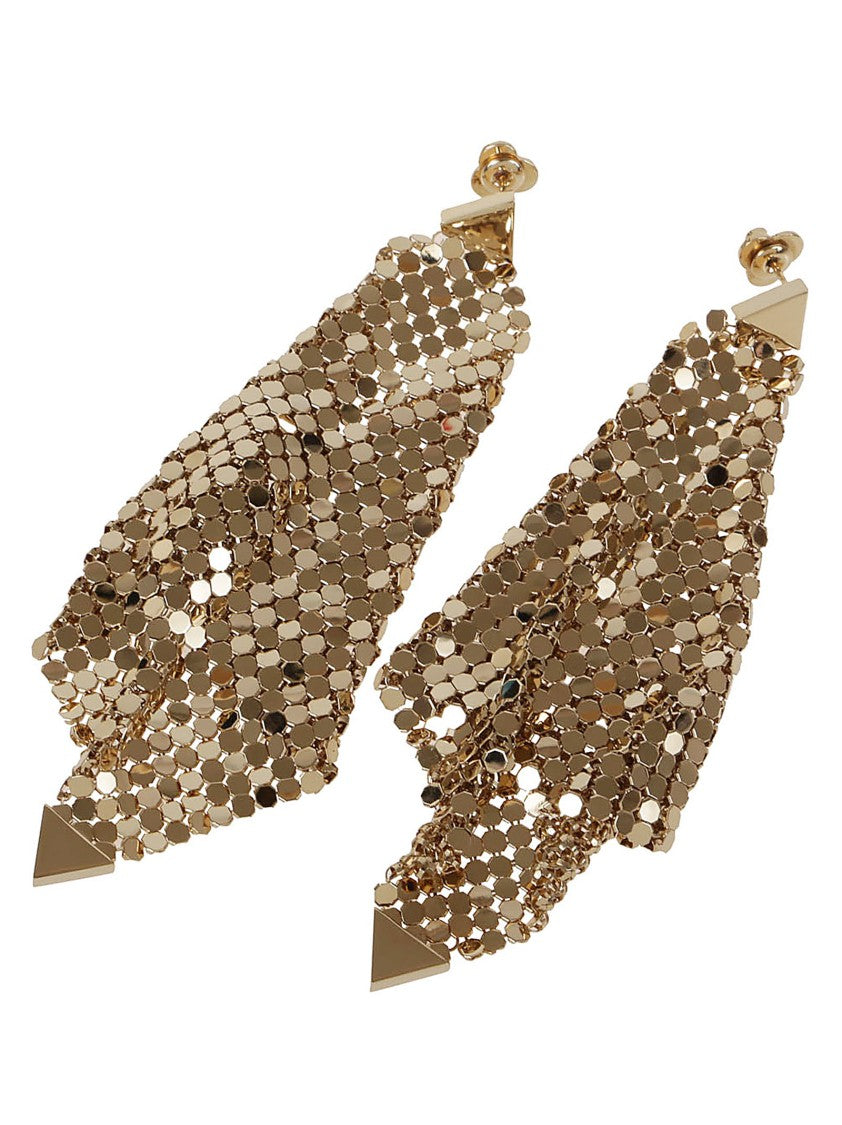 Rabanne Pixel Flow Spiral Gold-Colored Brass Earrings