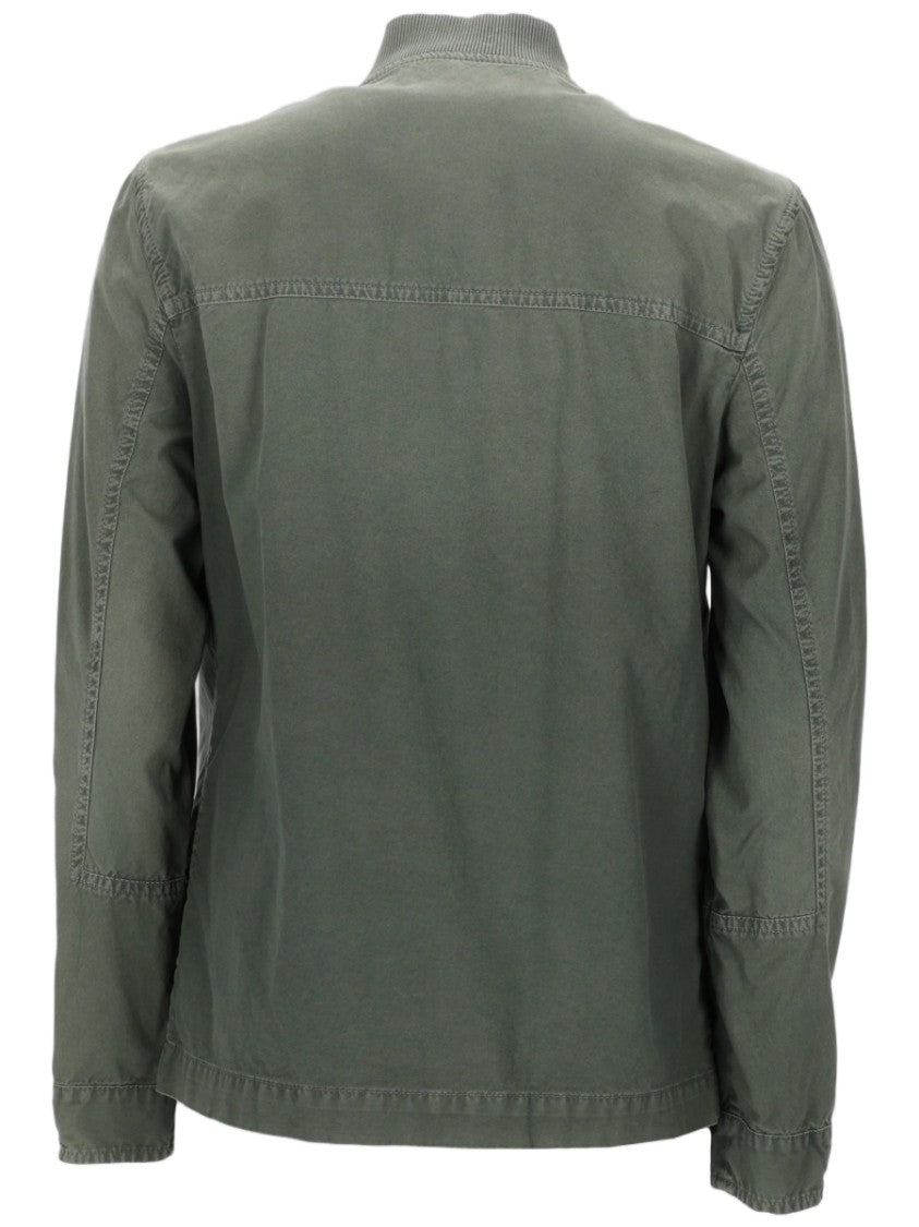 Mr & Mrs Italy Military-Inspired Olive Green Giaccone Jacket With Metallic Studs