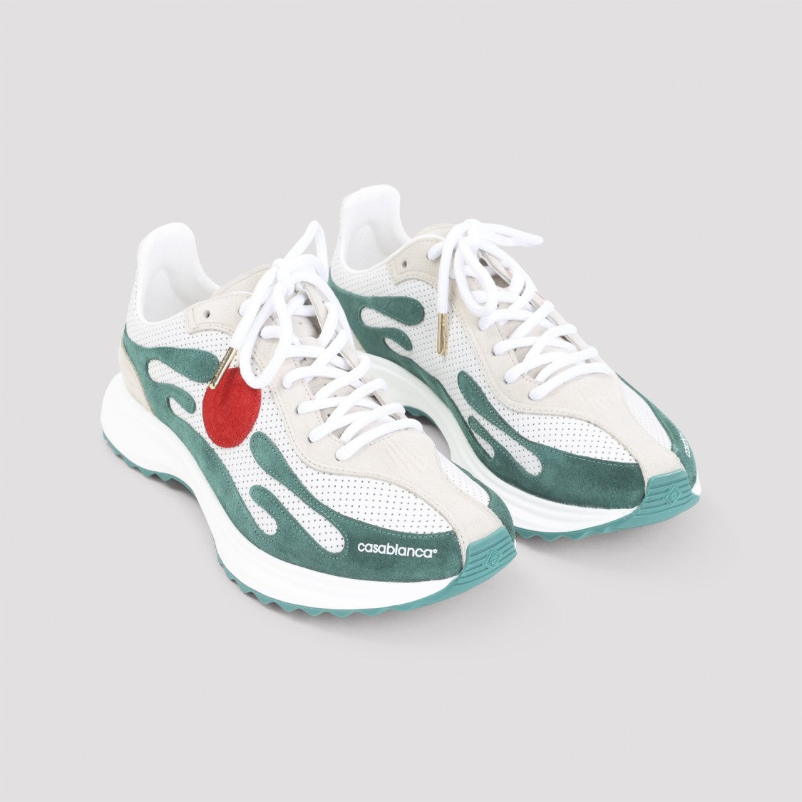 Casablanca White Textile Mens Stade Sneakers