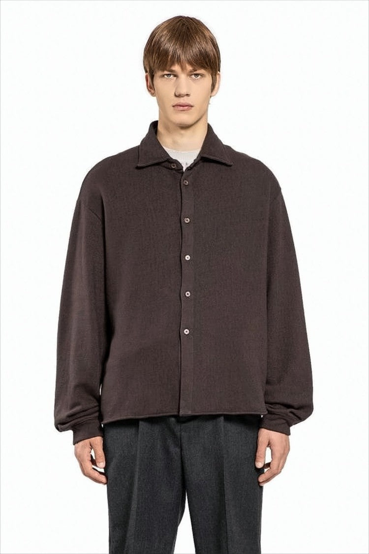 Our Legacy Relaxed Fit Brown Long-Sleeve Shirt With Gathered Cuffs