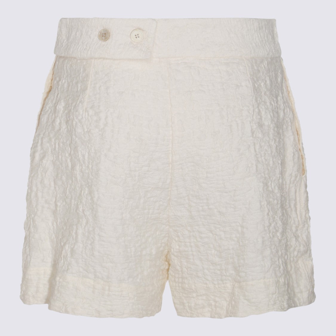 Jil Sander Textured White High-Waist Shorts With Flared Silhouette
