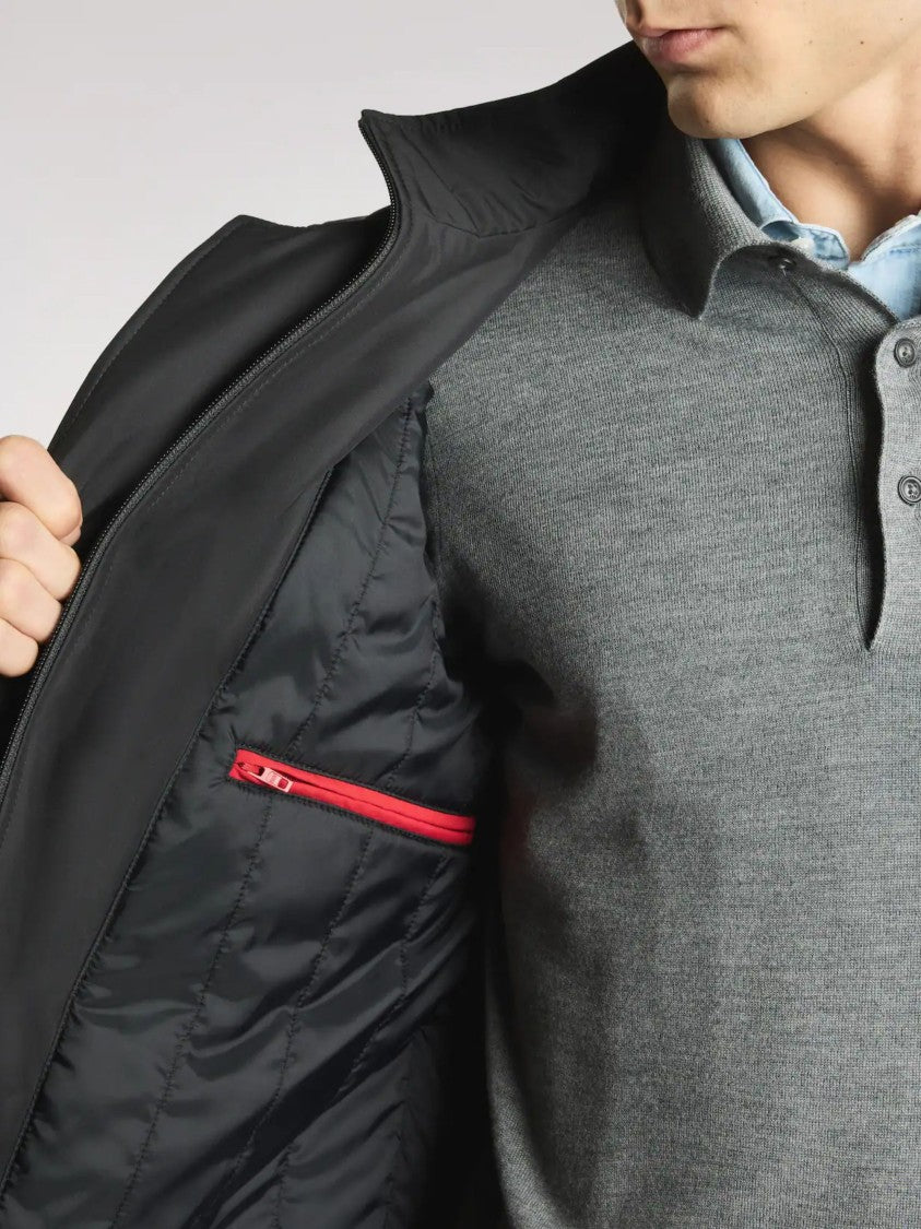 Fay Minimalist Black Morning Coat With Concealed Closure And Quilted Interior