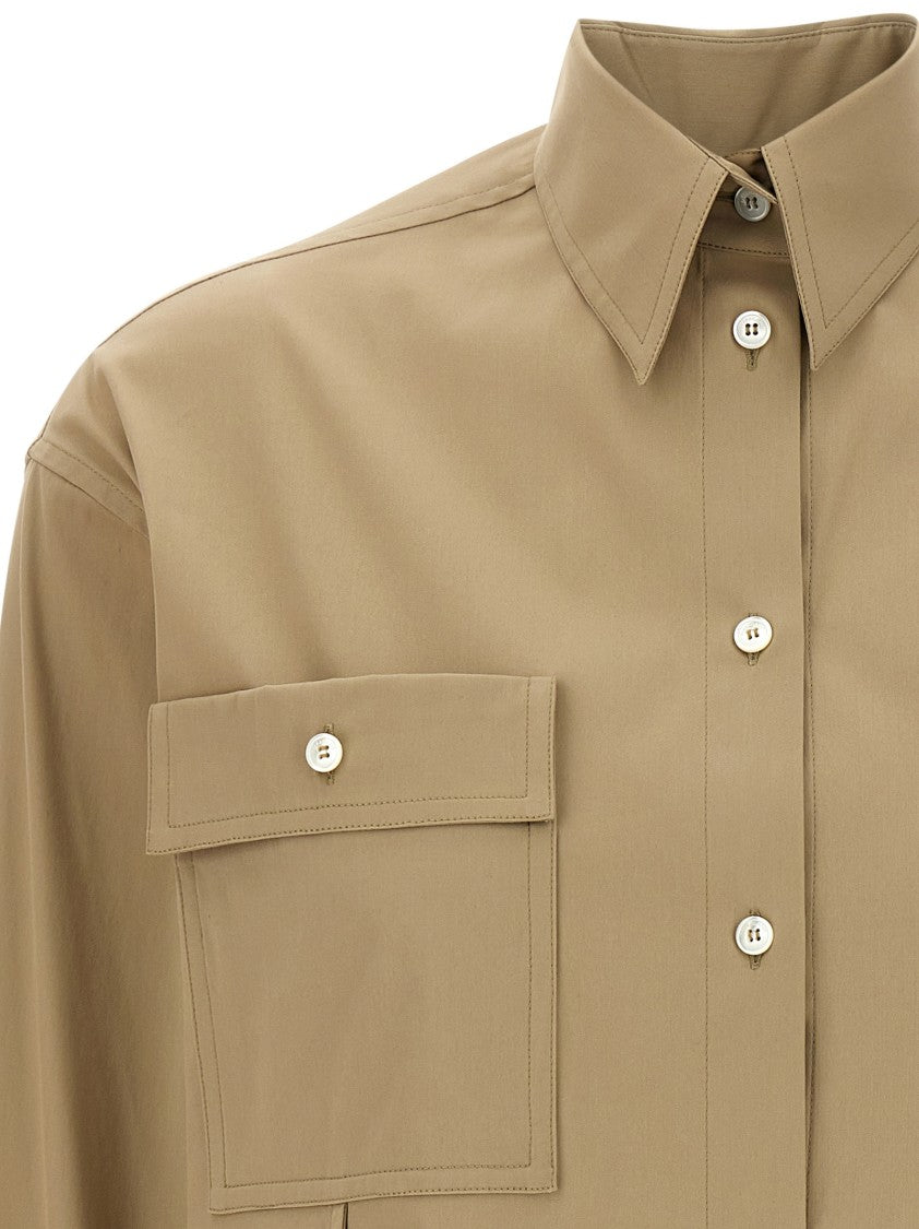 Ferragamo Panel-Designed Cotton Poplin Shirt With Tone-On-Tone Logo