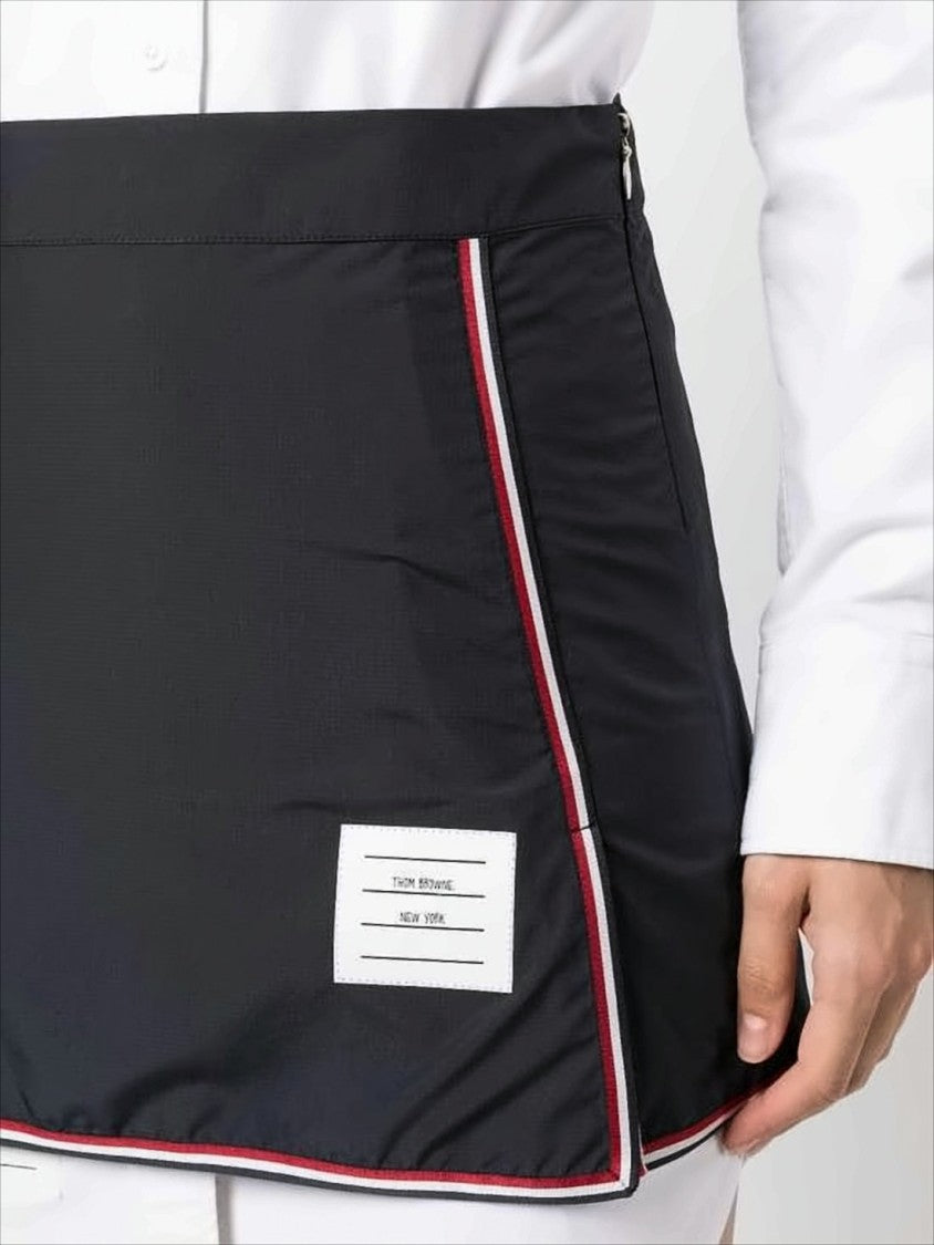 Thom Browne Structured Black Midi Skirt With Contrasting Piping