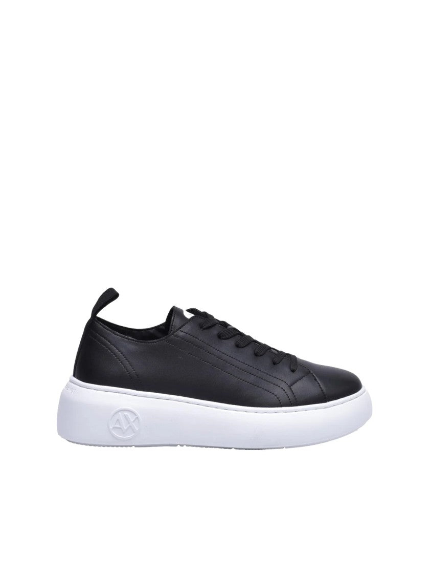 Armani Exchange Black Leather Rubber Men's Leather Sneakers