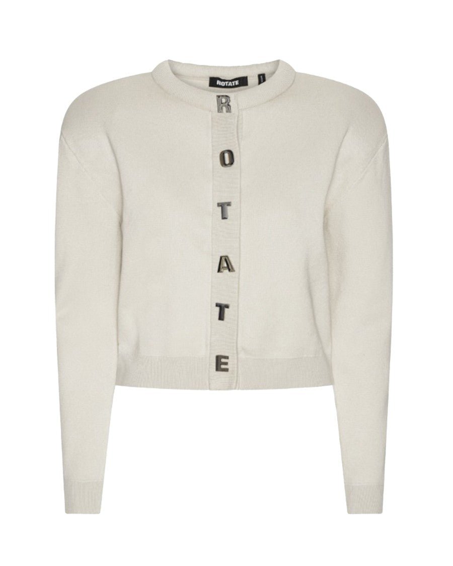 Rotate Cropped Firm Knit Cardigan With Ribbed Edges