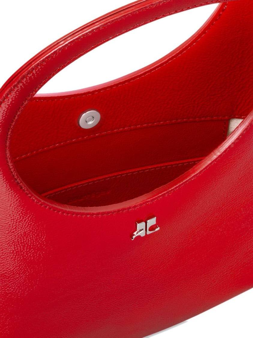 Courrèges Curved Red Handbag In Top Grain Bovine Leather