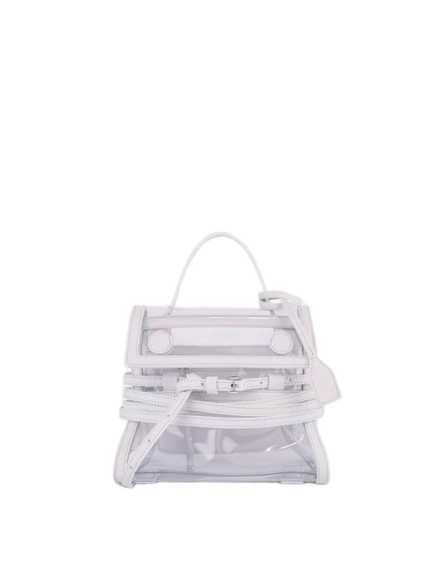 Moschino Transparent Tote Bag With White Leather Trim