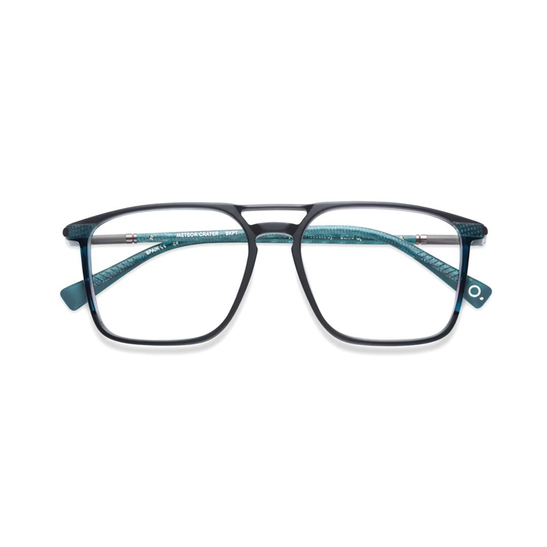 Etnia Barcelona Meteor Crater Rectangular Frame Eyeglasses With Teal Accents