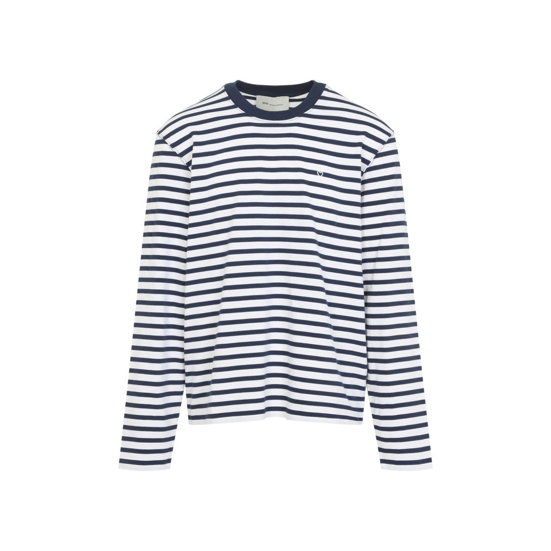 Ami Paris Long-Sleeved Striped T-Shirt With Navy Collar