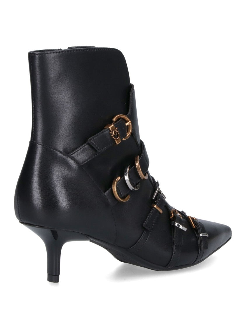 Pinko Buckle Ankle Boots – Black