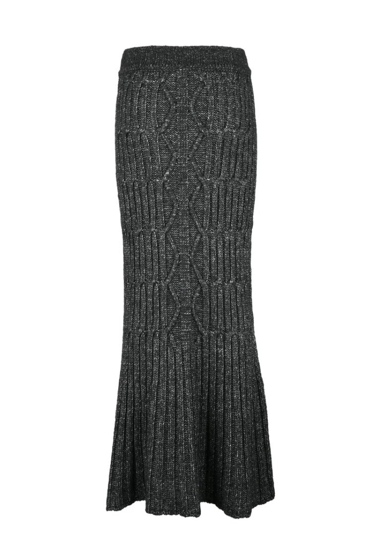 Alberta Ferretti Long Wool Skirt - Black
