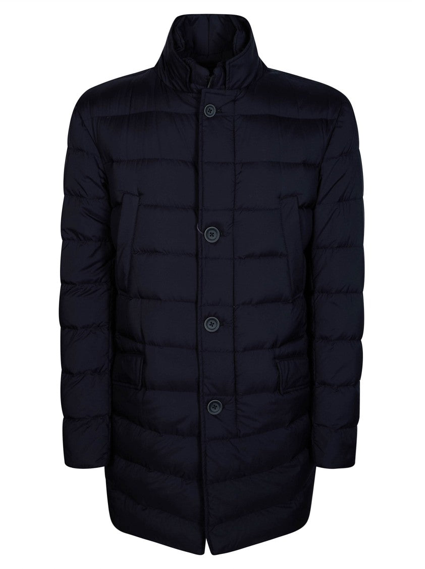 Herno Quilted Button Stand-Up Collar Down Jacket