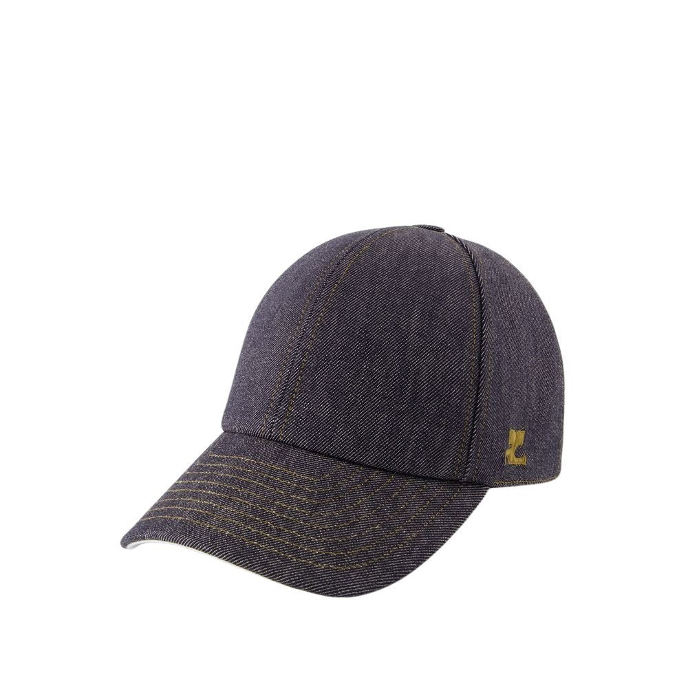 Courrèges Signature Denim Cap - Cotton - Grey