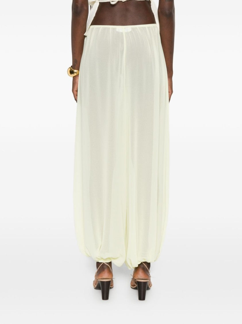 The Frankie Shop Black Billowy Wide-Leg Elastic Hem Trousers