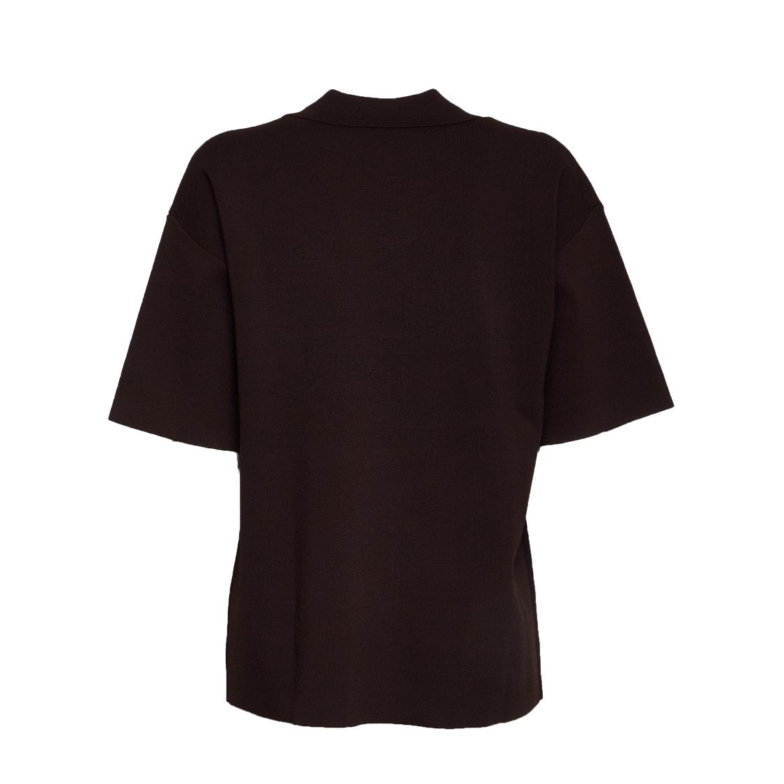 Parosh Brown Half Sleeve Top With Collar And V-Neckline