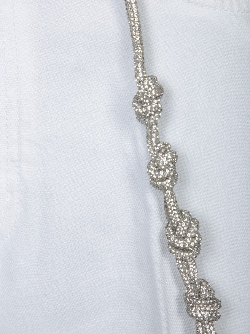 Pinko White Loose Fit Silver Chain Trousers