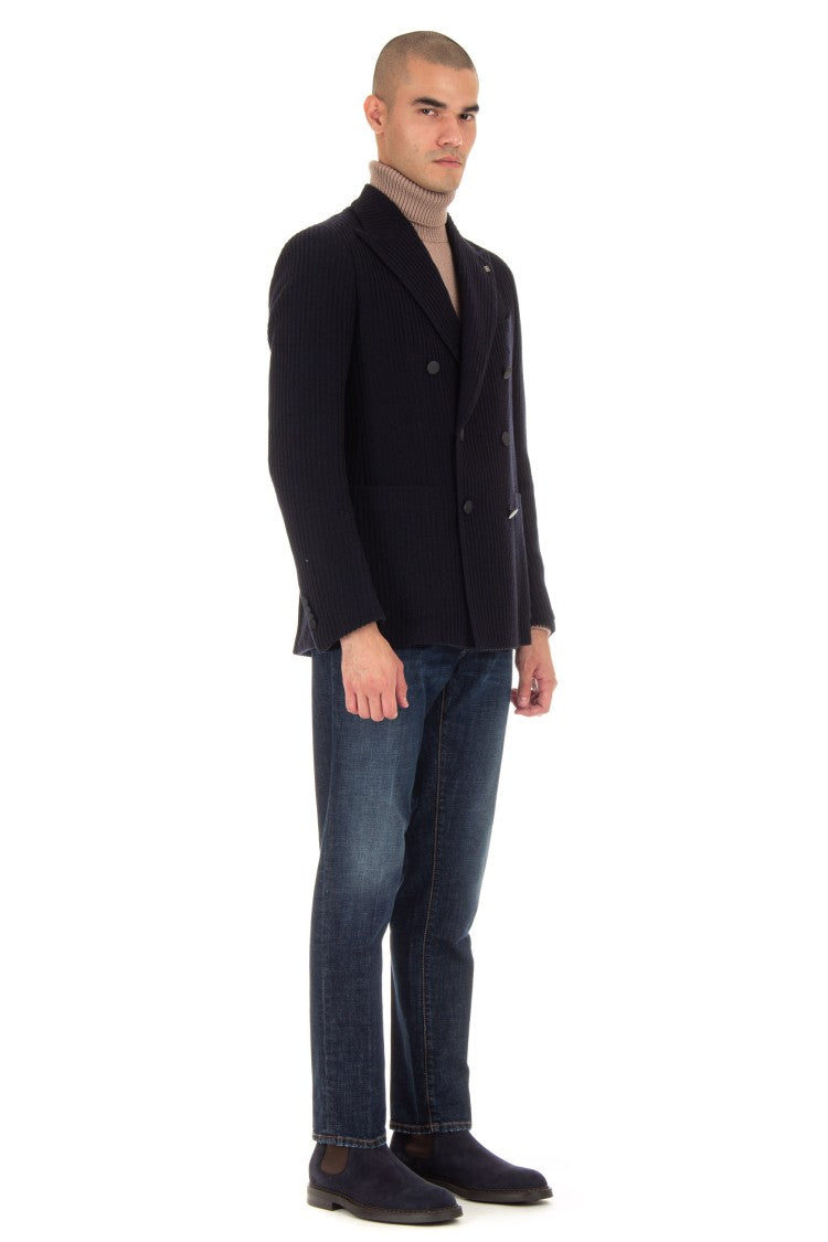 Tagliatore Montecarlo Double-Breasted Wool Rib Jacket