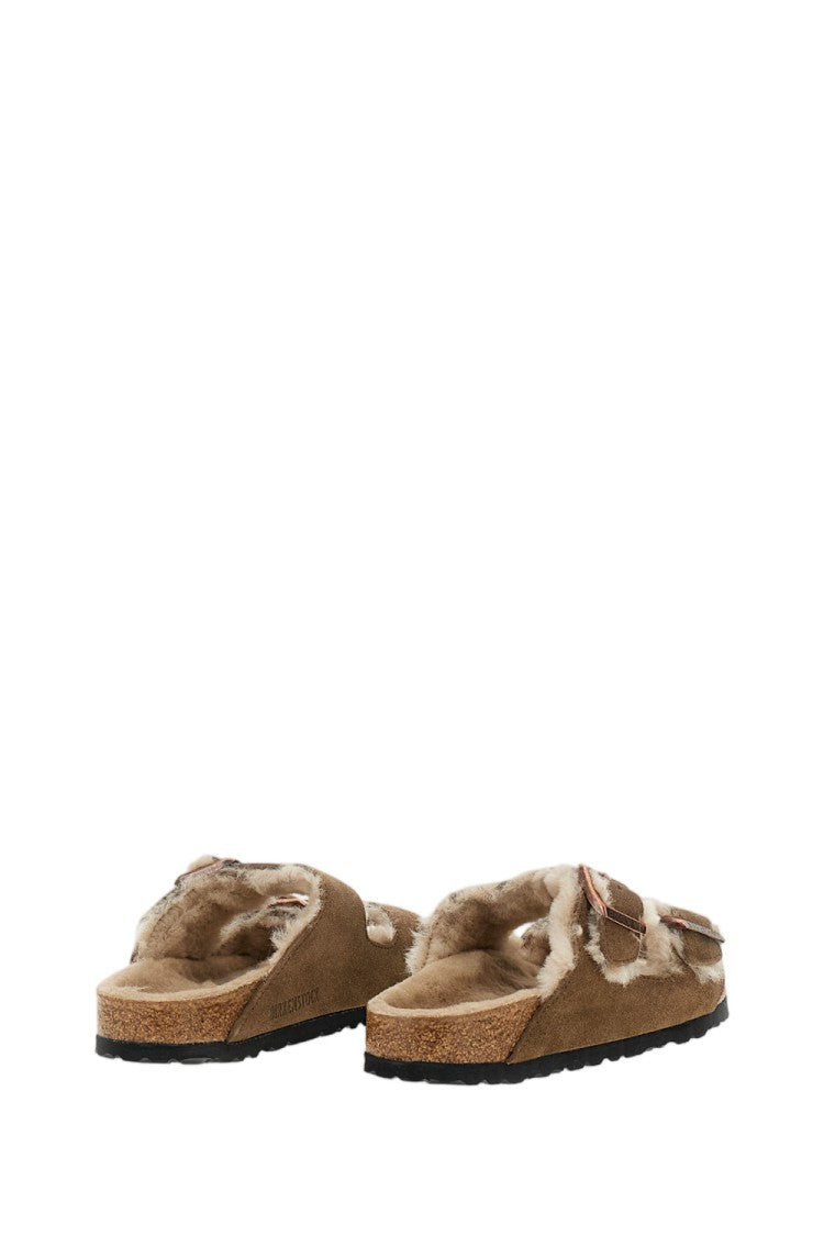 Birkenstock Light Brown Arizona Shearling Suede Sandals