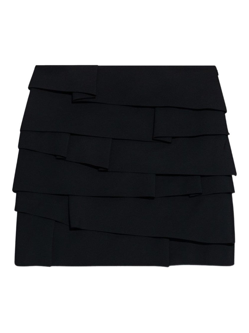 Versace Fitted Mini Skirt With Layered Pleated Panels