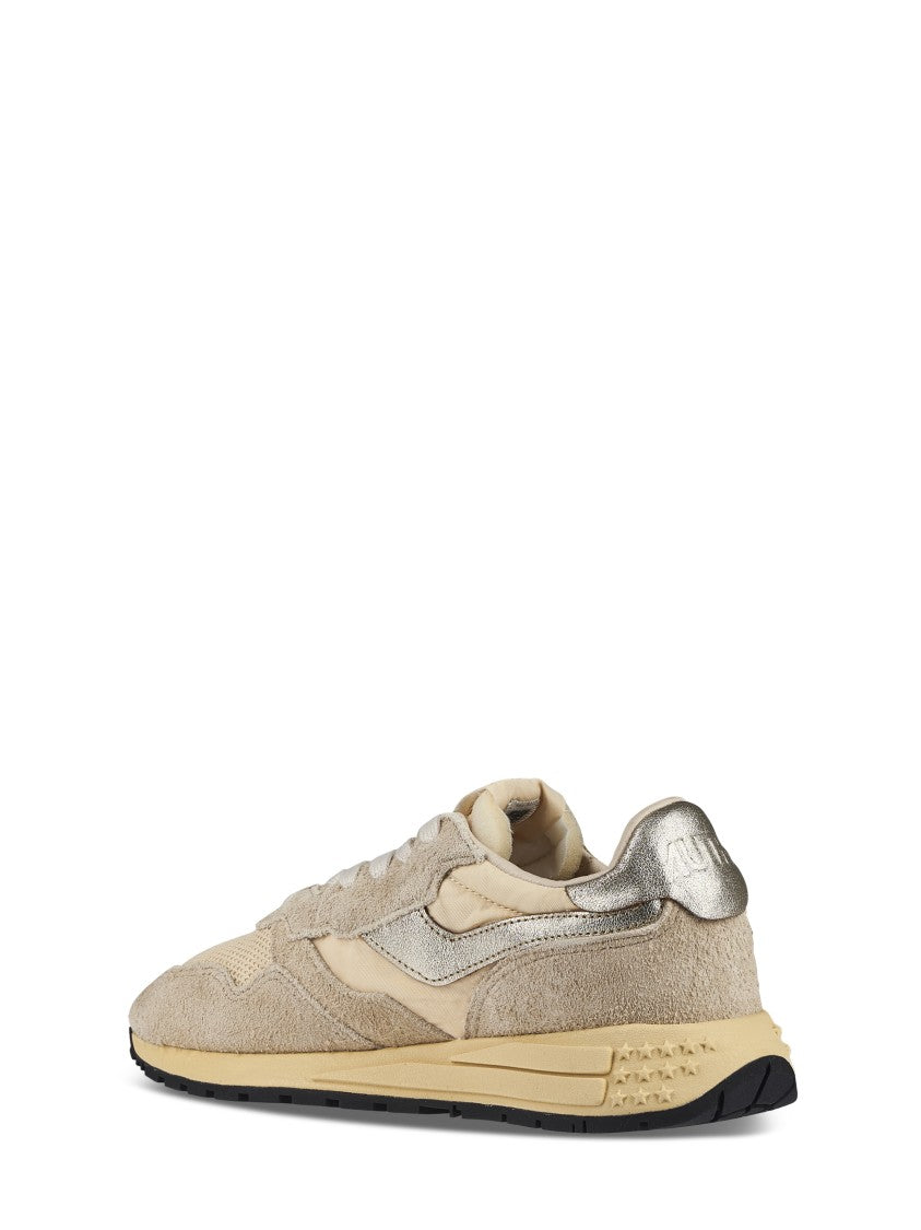 Autry Neutrals Textured Suede And Mesh Sneakers