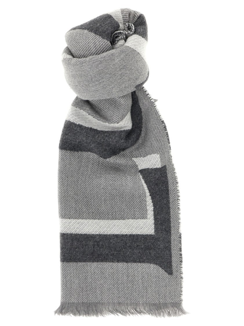 Loewe Double-Sided Wool And Cashmere Blend Scarf With Maxi Jacquard Logo