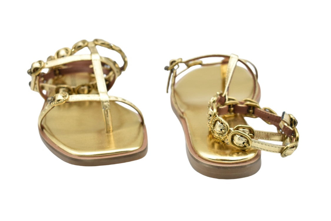 Kurt Geiger Gold Laced Chic Elegance Flat Shoes