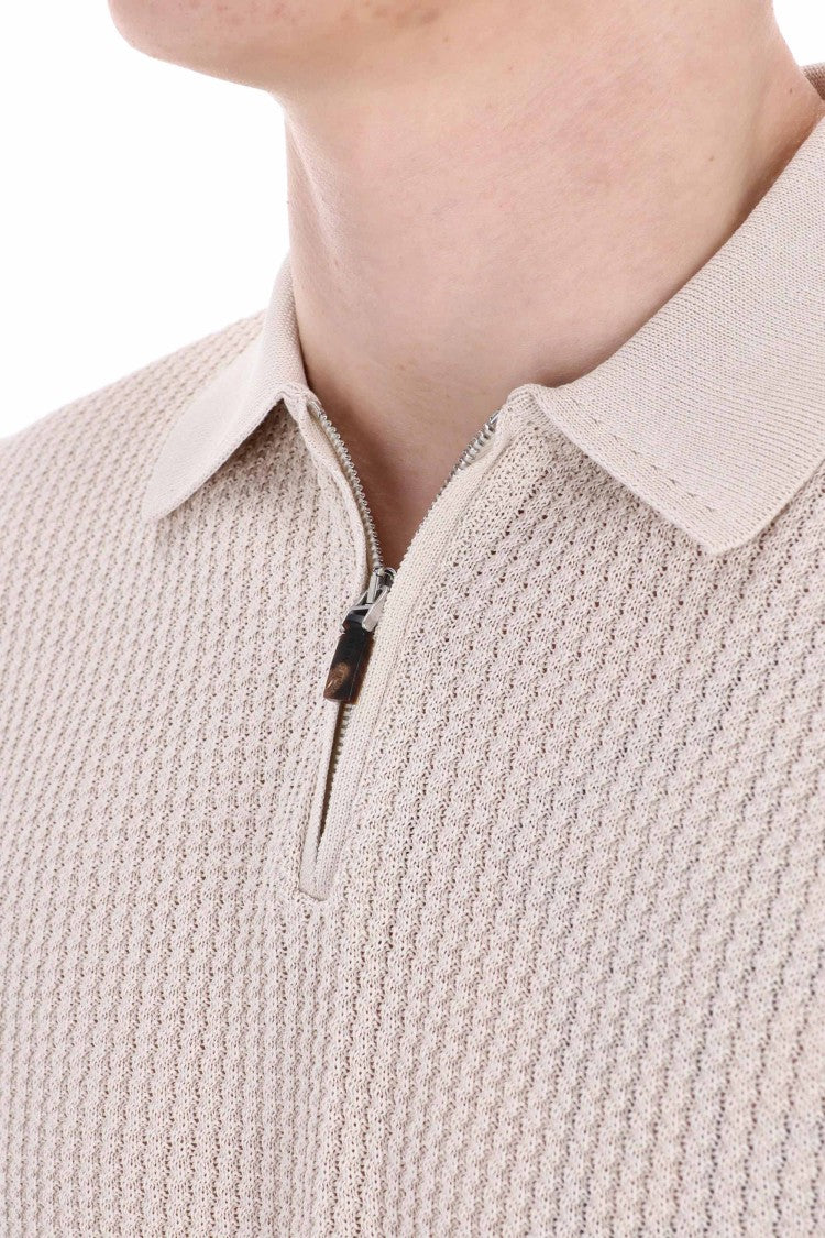 Eleventy Half-Zip Operato Cotton Polo