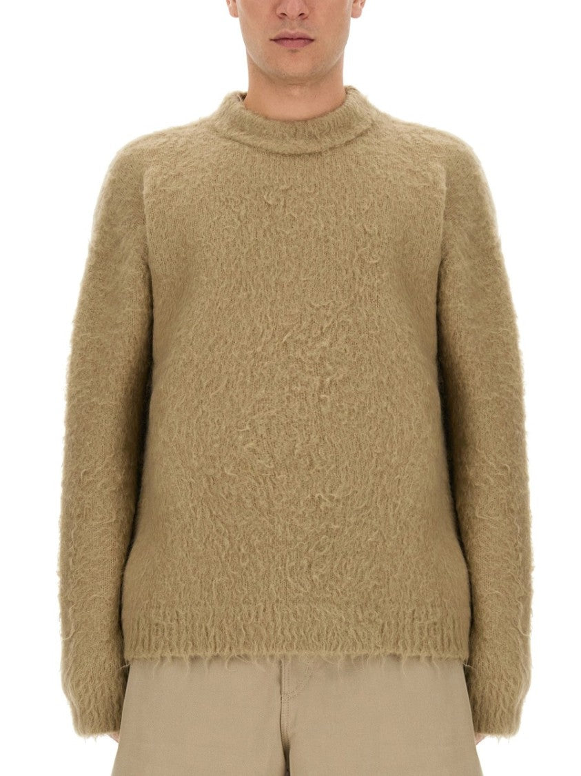 Acne Studios Fuzzy Wool Blend Sweater With High Neckline