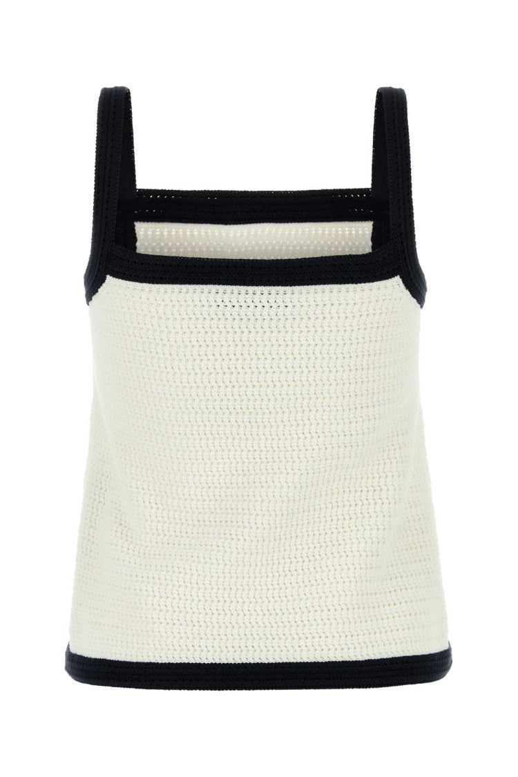 Gucci White Stretch Crochet Tank Top