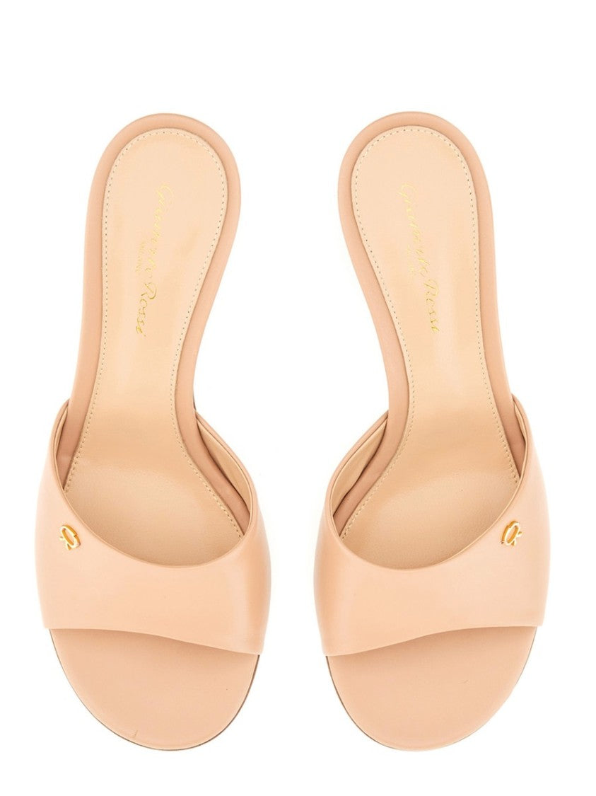 Gianvito Rossi "Ascent" Open-Toe Calf Leather Mules