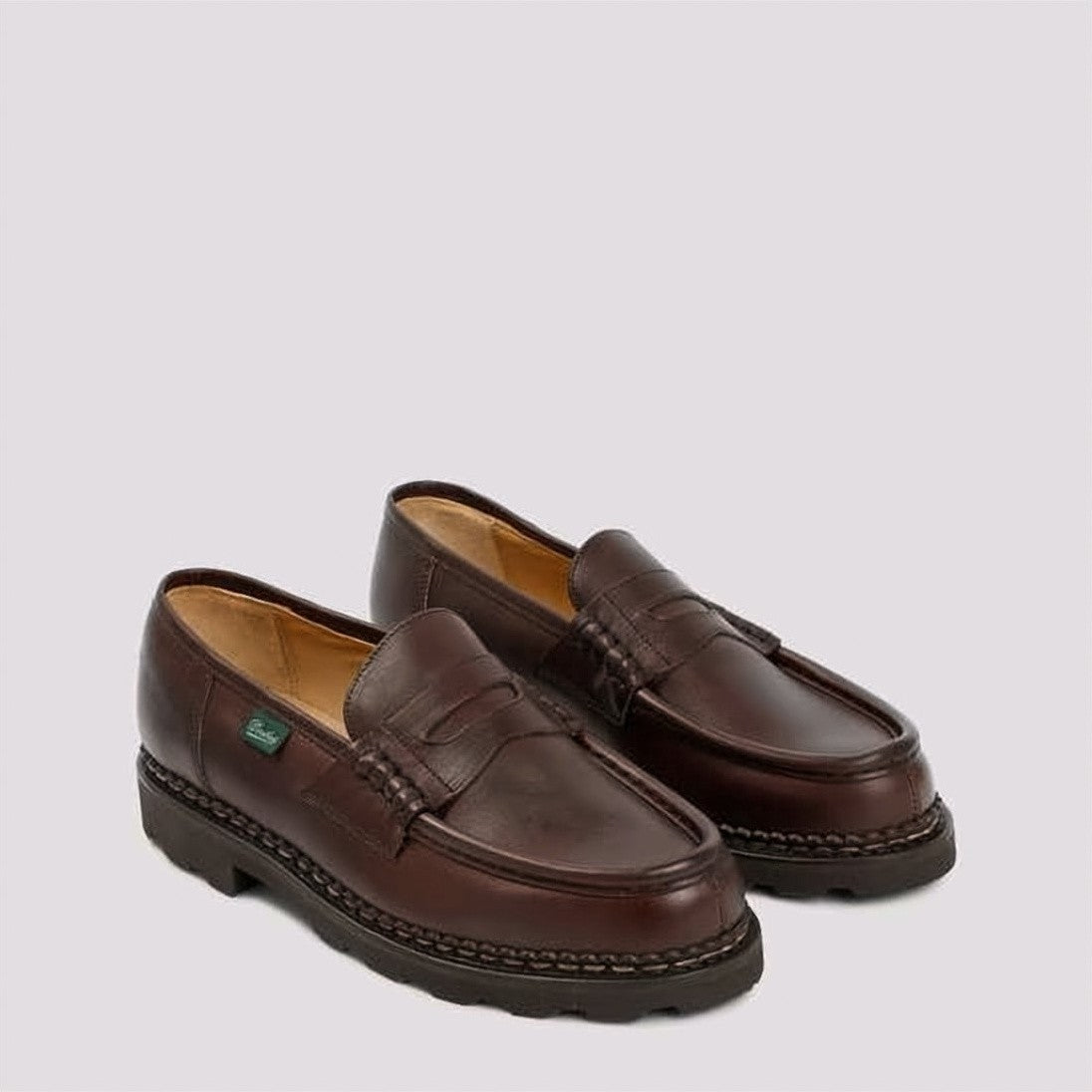 Paraboot Brown Leather Penny Strap Loafers