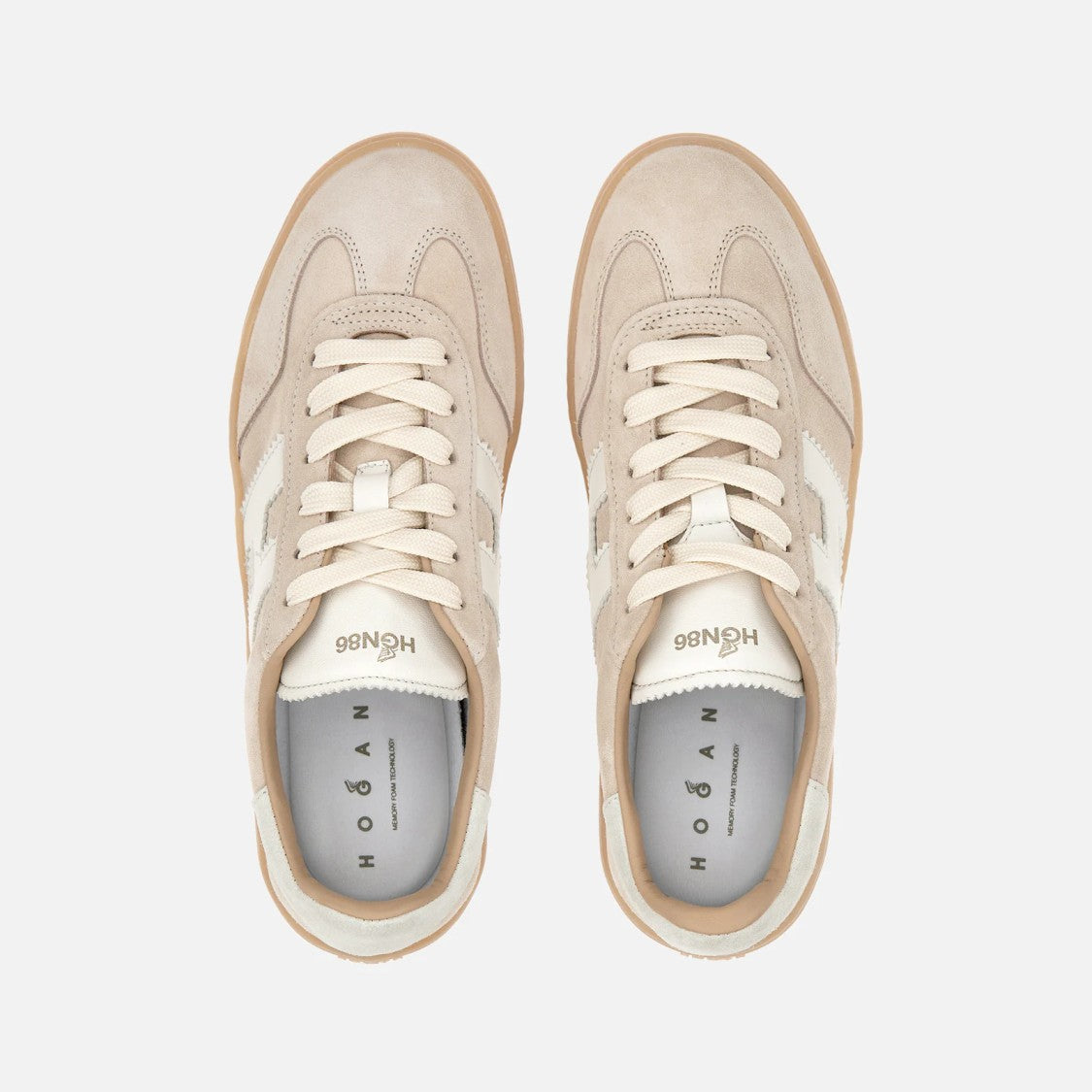 Hogan Beige H Logo Suede Sneakers