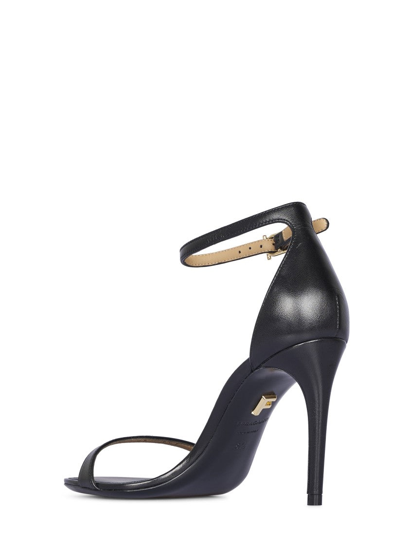 Ferragamo Minimalist Black Sandals With Ankle Strap