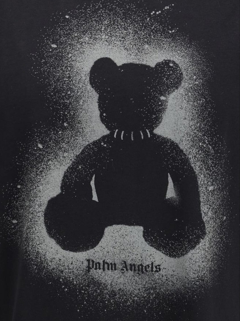 Palm Angels Black Spray Bear Over Cotton T-Shirt
