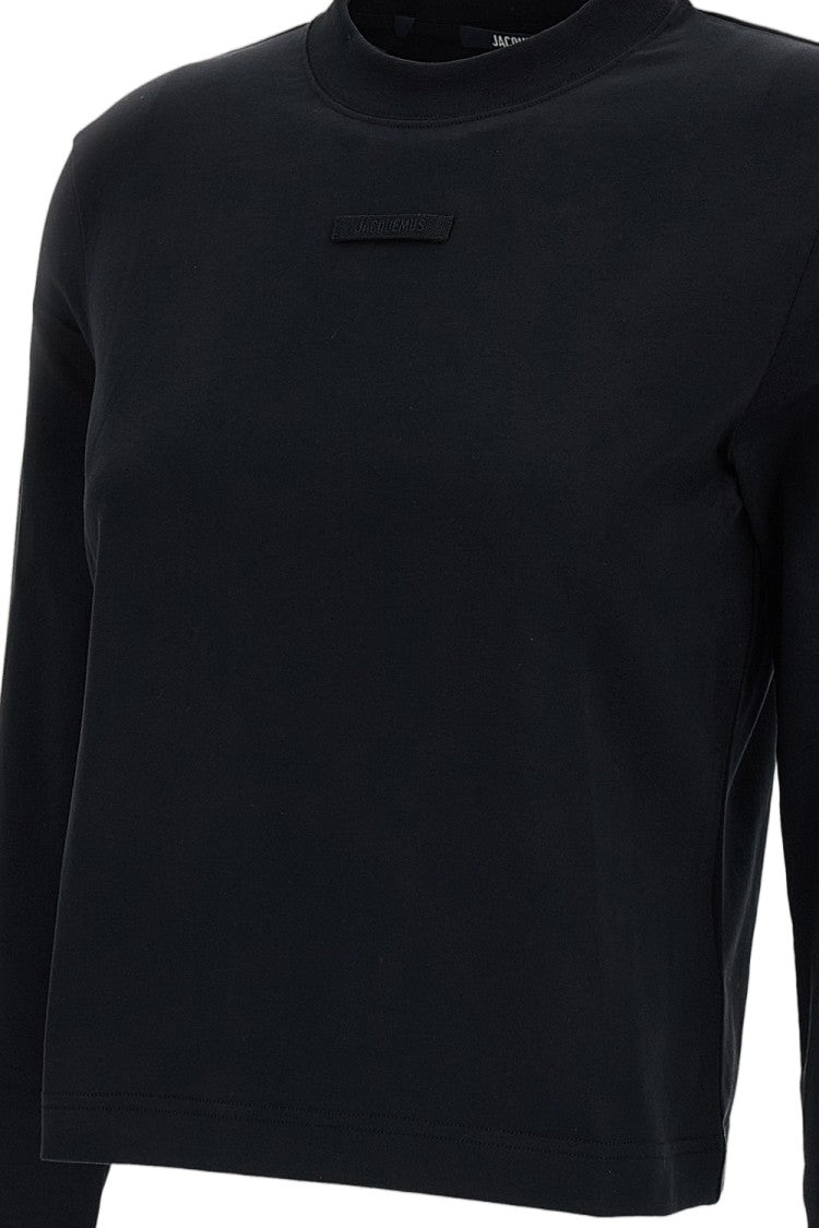 Jacquemus Cropped Long-Sleeved T-Shirt With Grosgrain Logo Detail