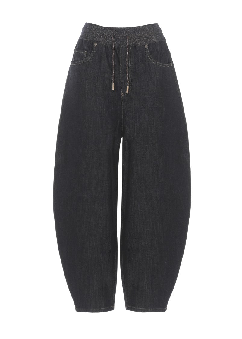 Panicale Blue Cotton Straight-Leg Pants