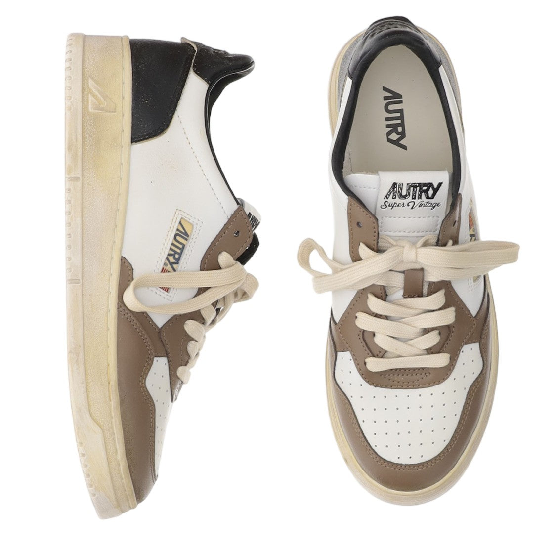 Autry Vintage Color-Block Leather Sneakers With Logo Detailing
