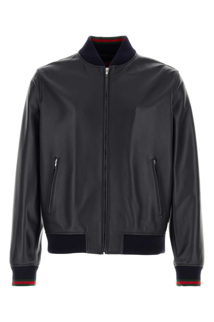 Gucci Midnight Blue Leather Bomber Jacket