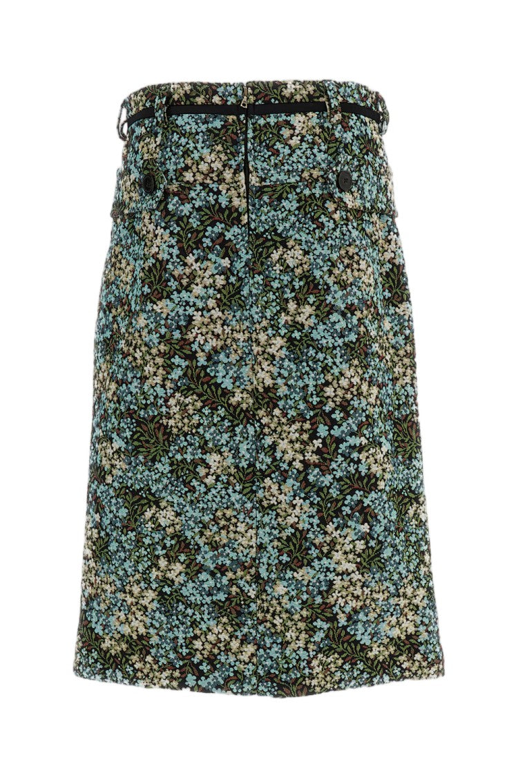 Dries Van Noten Floral Tapestry Jacquard Pleated Midi Skirt