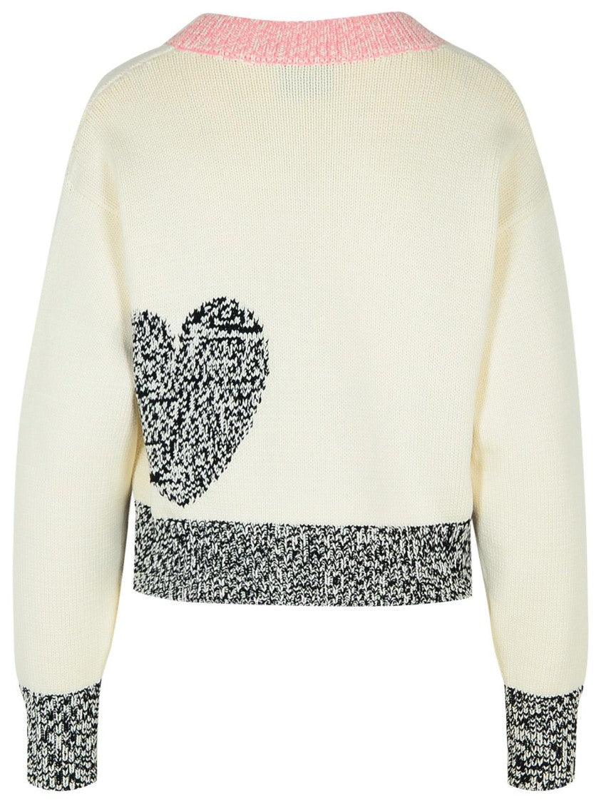 Moschino Jeans White Cotton Blend Cardigan