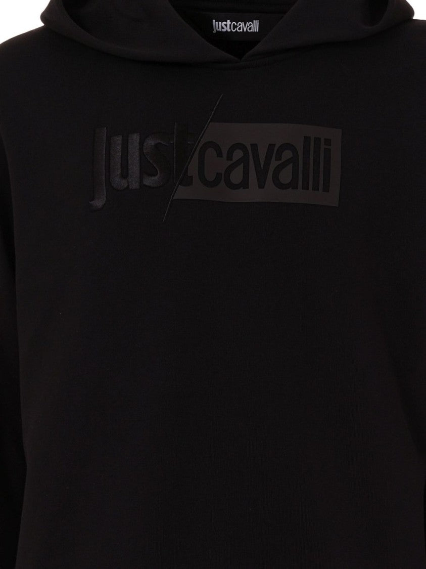 Just Cavalli Hooded Sweatshirt With Tonal Logo Embroidery