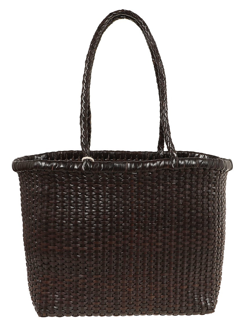 Dragon Tan B Weave Small Leather Basket Bag