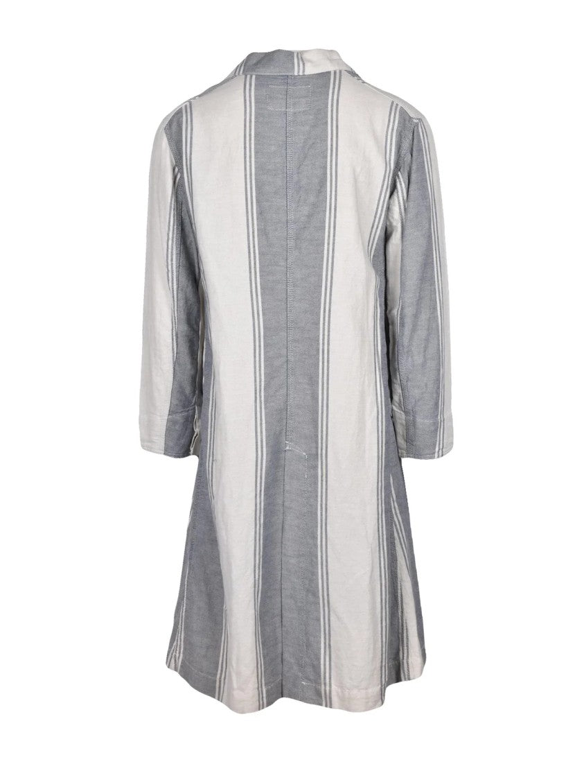 Vivienne Westwood Anglomania Blue-White Cotton-Linen Duster Coat