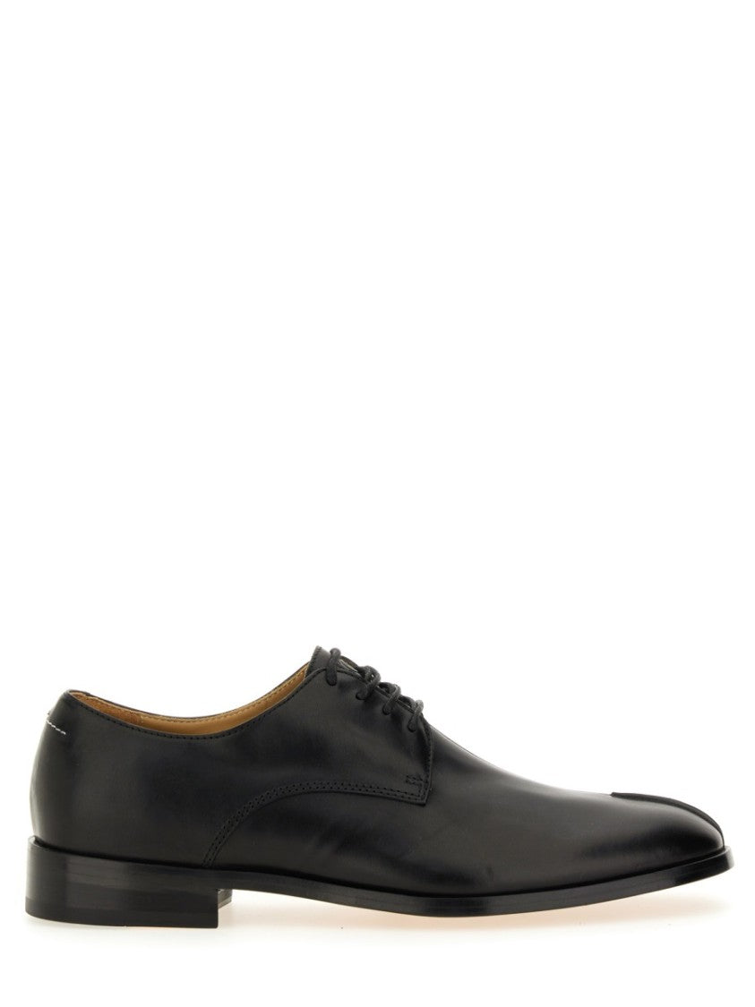 Mm6 By Maison Margiela Polished Black Leather Lace-Up Loafers