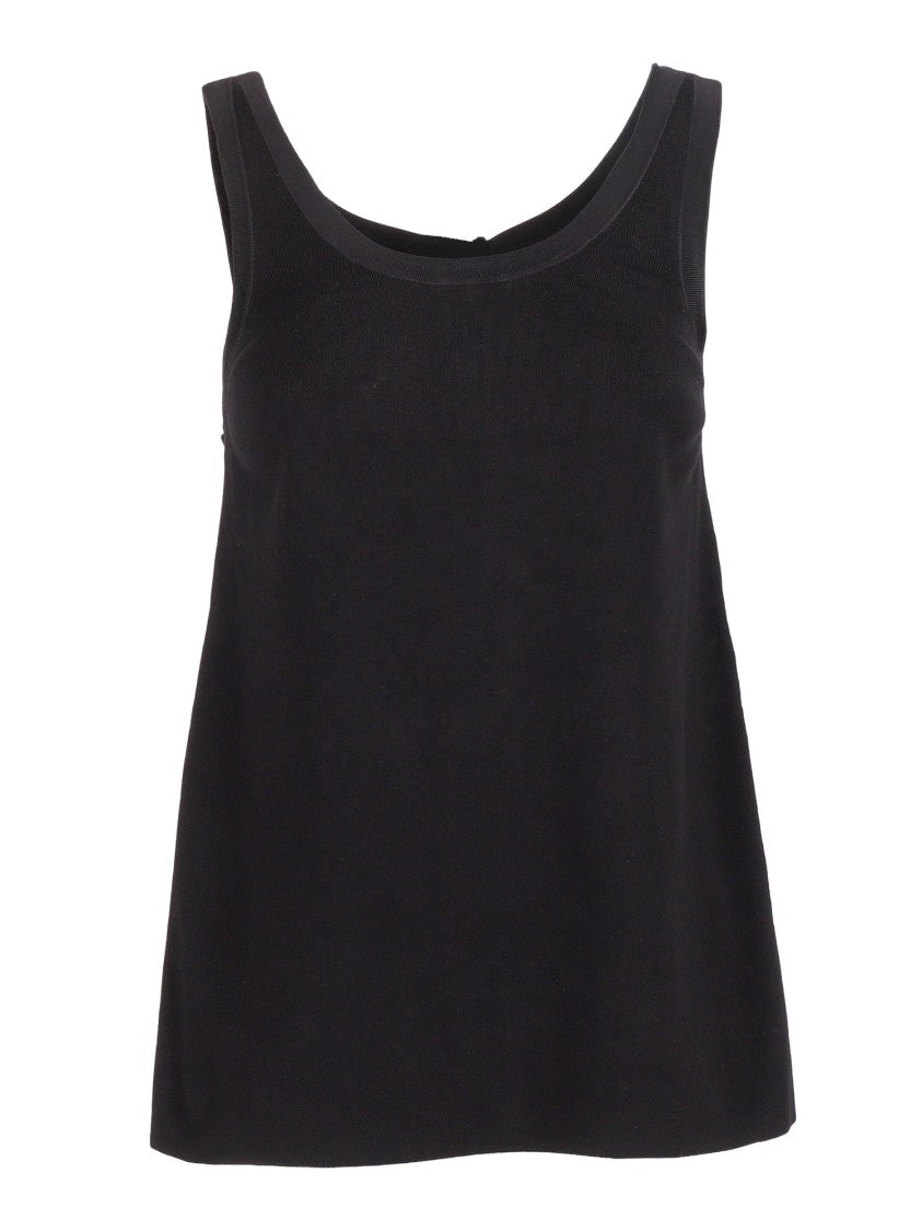Elisabetta Franchi Sleeveless Tricot Contrast Gold Tank Top