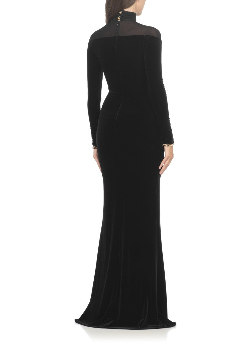 Elisabetta Franchi Velved And Jersey Red Carpet Dress