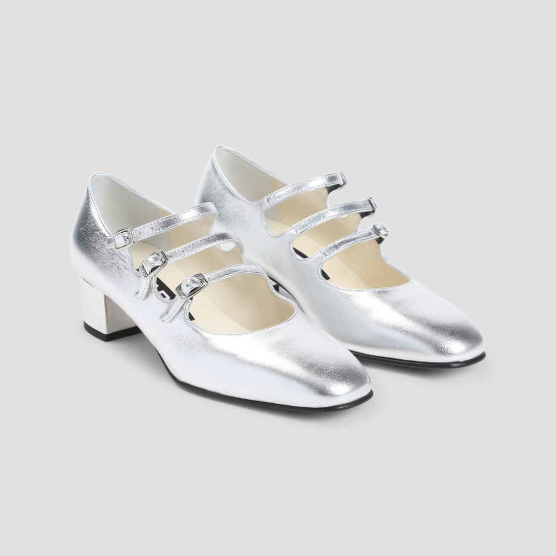 Carel Paris Kina Mary Jane Silver Patent Leather Pumps