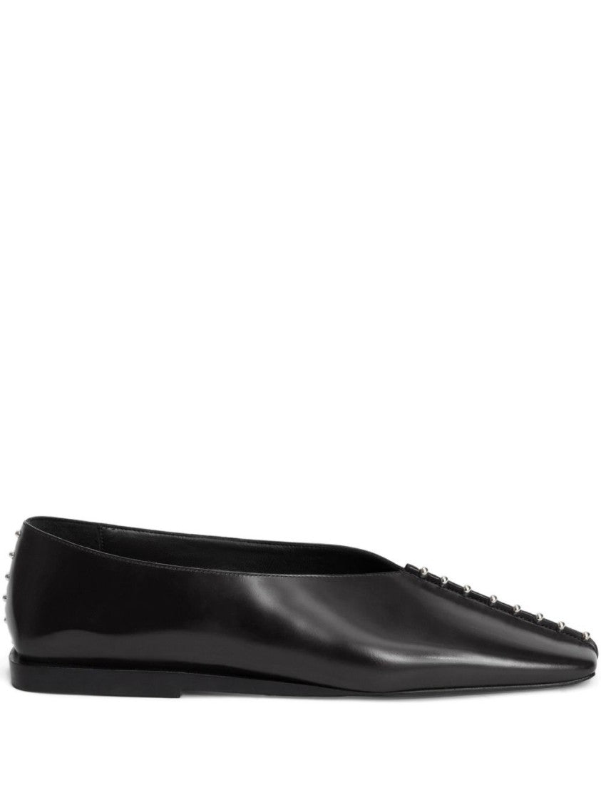 Jil Sander Black Ballerinas With Metallic Stud Accents