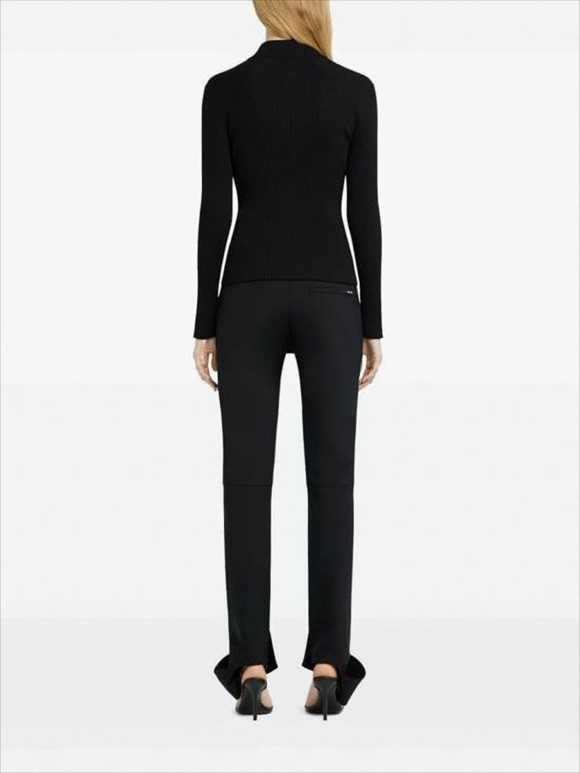 Courrèges Fitted Ribbed Cardigan With Silver Zipper Detail